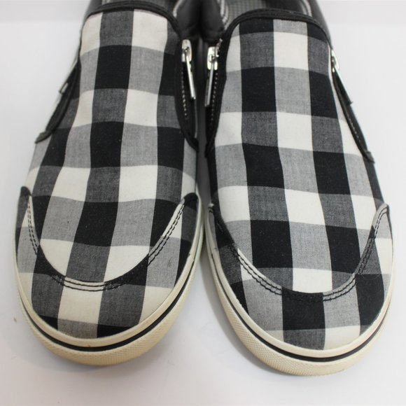 RALPH LAUREN Checked Gingham Black White Slip On - Picture 4 of 11